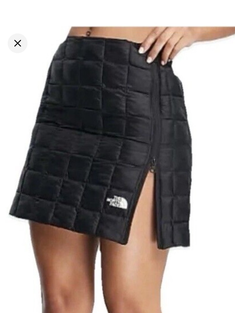 The North Face Black Quilted Mini Skirt with Front Zip Slit